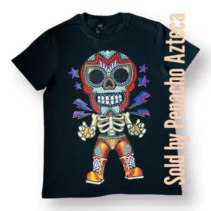 Calavera Lucha Men's Neon Design T-Shirt - Top for Men - Menswear short sleeve Clothing Cotton
