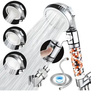 High  Handheld Shower  with Filter, Shower  Kits with Hose and Bracket, Hard Water Softener Water Purifying Filtered Showerheads with Filter Beads