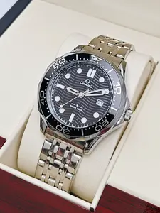 Luxury men's quartz watch, the same Haima series fashionable casual business personality versatile watch for male students, European, American, Japanese and Korean styles, hollow design, butterfly buckle stainless steel strap,Modern Fashionable Wristwatch