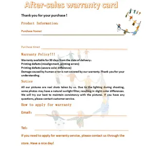 Poster warranty card Poster warranty card