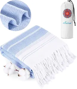 Turkish Beach Towels Quick Dry Sand Free Soft Absorbent Adult Oversized Bath Pool Swim Long Wide Stripe Sound Cloud Mat Summer Thing Lightweight Thin Blue