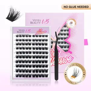 VEYESBEAUTY Self Adhesive Lashes-Marvel Pre-Glued Clusters Invisible Band & Clear Adhesive Extensions bold dense lash look Eyelash Extension Makeup