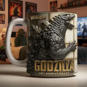 Personalized Giant Creature Coffee Mug Monster Art, Custom Name Print Accent Mug for Fantasy Fans, Unique Mythical Beast Birthday Gift, Durable Ceramic Tea Cup for Home Office Tabletop Decoration 11oz 15oz