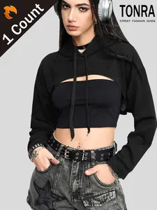 Women's Fall Short Sweatshirt, Casual Plain Design, Fitted Style, Perfect for Daily Wear & Trendy