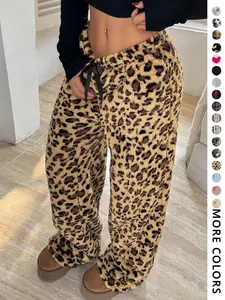 Women's All Over Print Thermal Lined Sweatpants, Casual Comfy Pants for Fall & Winter, Women's Trousers for Daily Wear