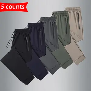 Men’s Summer 5-Pack Lightweight Ice Silk Jogger Pants — Moisture-wicking, elastic drawstring waist, quick-drying and breathable, easy to pair with everyday outfits and street styles