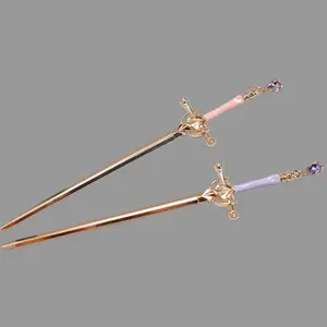 Hair Sword Hair Pin - Pink and Purple Variant, Elegant Design, Perfect for Styling and Accessorizing