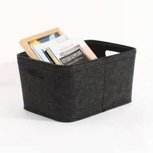 A Large Capacity Felt Storage Basket, Rectangular Felt Storage Basket, Wardrobe Storage Basket with Handles, Bedroom Additions, Miscellaneous Storage Basket, Office Supplies Storage Basket, Shelf Baskets