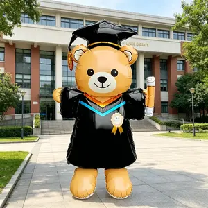 51 Inch Graduation Bear Aluminum Foil Balloon, Cute Cartoon Design, Perfect for Student Graduation Parties, Classroom Decor, Gift Wrapping