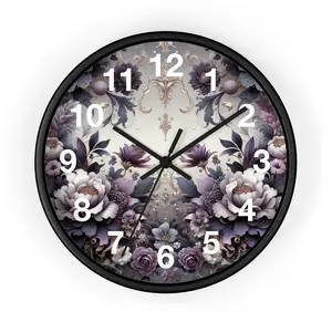 Matte Purple Baroque Print Wall Clock