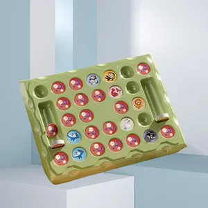 Party Games Double Cartoon Flip Chess Creative Kids Matching Game with Chessboard and 30 Patterned Cards Memory Game for Children Over 3 Years Old