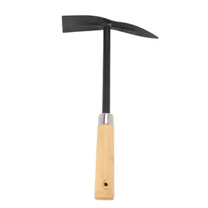Black Metal Hand Garden Digging Hoe with Wooden Handle - 160g, 18 * 5.4Cm, Durable, Easy to Use, Effective for Camping, Home Gardening Tasks