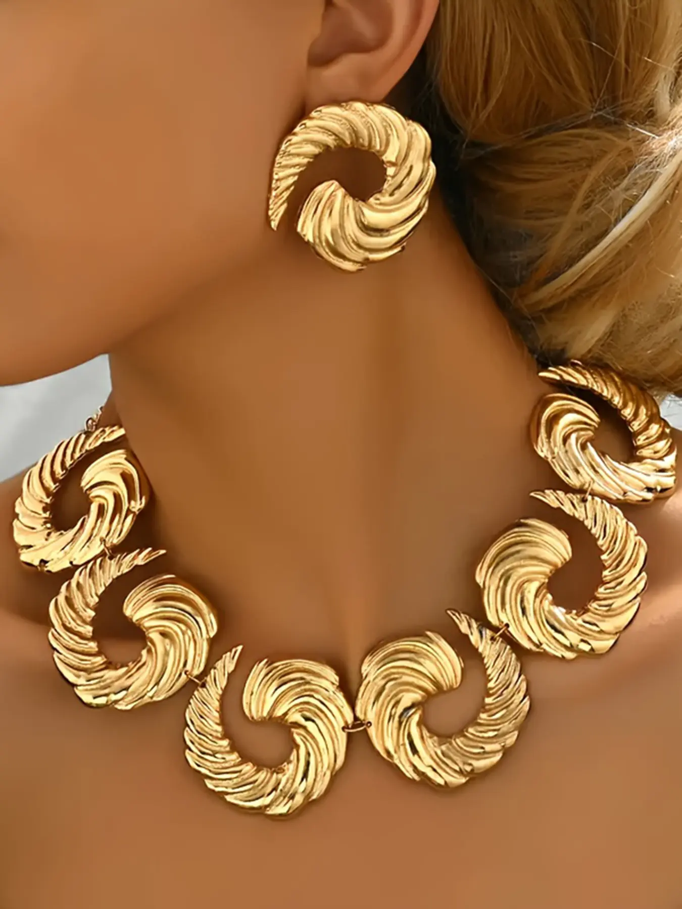 Boho Style Necklace and Earrings Set, Vintage Spiral Design Jewelry for Women, Unique Accessory for All Seasons, Jewelry Sets