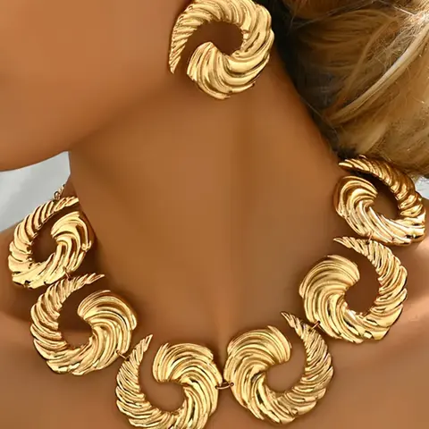 Boho Style Necklace and Earrings Set, Vintage Spiral Design Jewelry for Women, Unique Accessory for All Seasons, Jewelry Sets