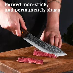 The sharpest mini kitchen knife you’ll ever need- 8.5 Inch Cleaver, 1PCS Forged Butcher KnifeBoning Knife Chef's Knife CookingKnife KitchenKnife Sharp Knife High Carbon SteelFishing Knife #tiktok made me buy it Nakiri Stainless
