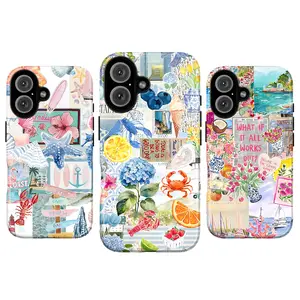 Coastal Summer Collage Phone Case – Beach Aesthetic Seashell, Starfish, Citrus & Floral Art Cover for iPhone 17 16 15 14 13 12 11 Pro Max & Samsung Galaxy S25 S24 S23 S22 S21 | Colorful Y2K Vacation Vibe Gift