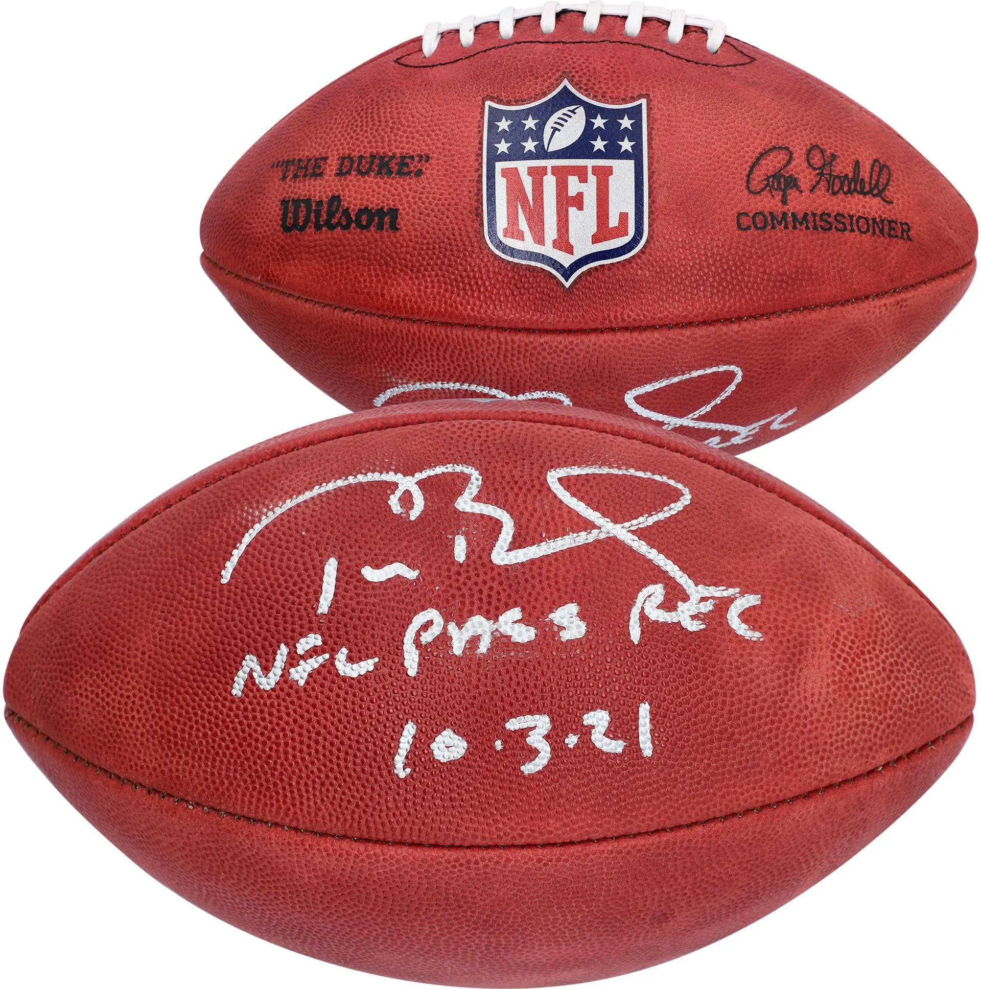 Tom Brady Tampa Bay Buccaneers Autographed Wilson Full Color Duke Pro Football with "NFL Pass Rec 10/3/21" Inscription - Fanatics Authentic Certified