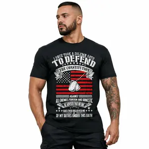 Constitutional Defender Men's Casual Classic Pure Cotton T-Shirt - Vibe Print, Aesthetic, Comfortable for Errands, Lounging