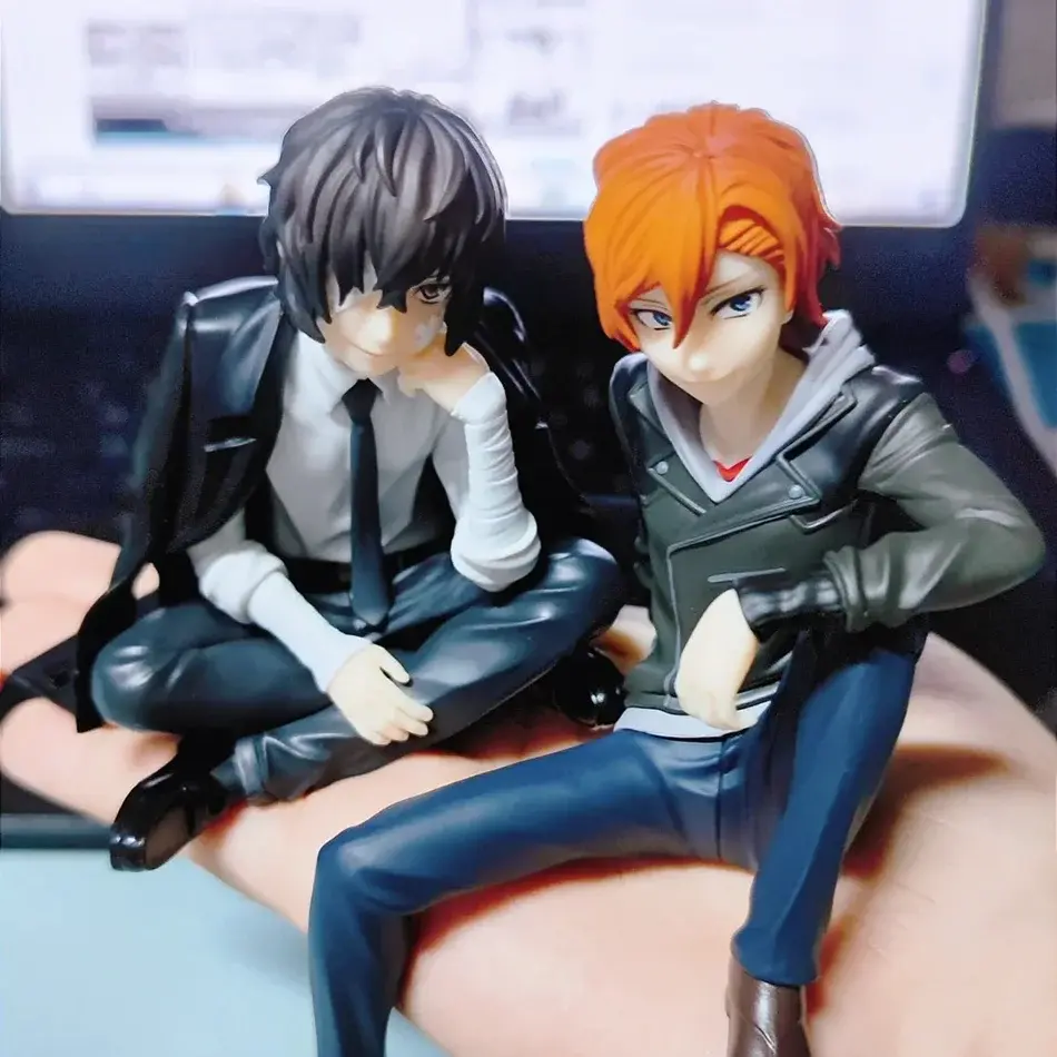 Stray Dogs Anime Dazai Osamu Nakahara Chuuya Figures Toy Cartoon Model Noodle Stopper Doll Ornament Xmas Gift