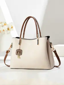 Women's Fashionable Multi-compartment Pu Leather Handbag, Large Capacity Shoulder Bag for All Seasons, Casual Trendy Versatile High-quality Daily Commuting Bag Textured Commuter Bag