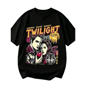Twilight Vintage Movie Poster Graphic T-Shirt Unisex Oversized Vampire Wolf Romance Retro 2000s Y2K Cotton Tee Twilight Saga Fan Top For Men Women/Gift/Sizes up to 5XL/Customizable/Trendy