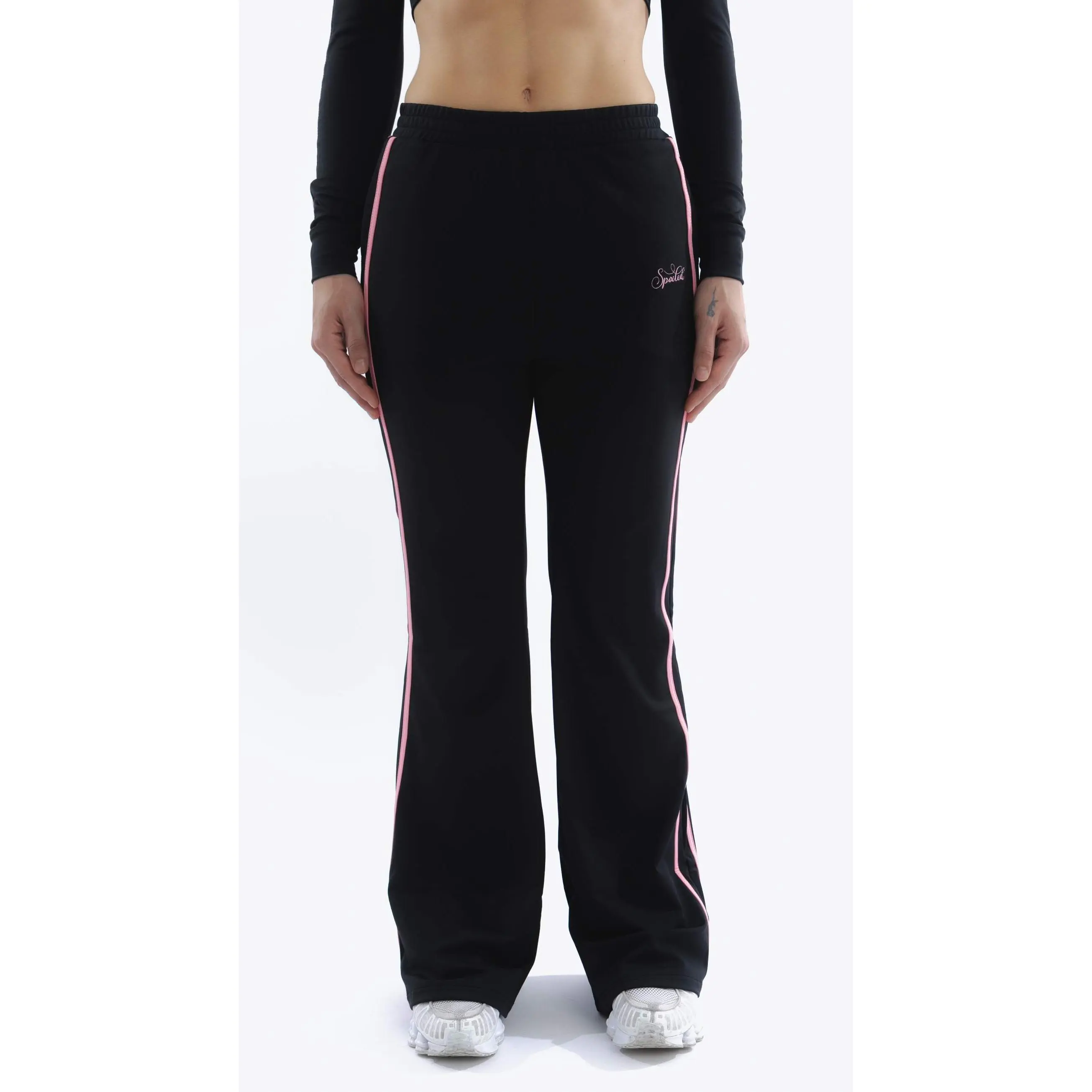 Spoiled flared sweatpants black & pink