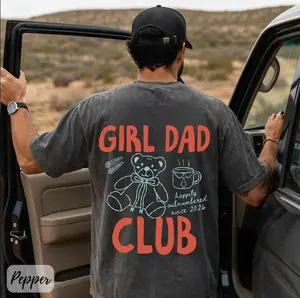 Girl Dad Club Comfort Style T-Shirt, Proud Girl Dad Graphic Tee, Vintage Washed Shirt, Father’s Day Gift for Dad (100% Cotton)