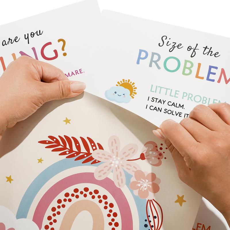 12 Calming Corner Posters (10x8) - Feelings Wheel Chart & Emotions Poster, Calming Corner Supplies For Therapy, Mental Health  Laminated Toddler Educational Wall Posters