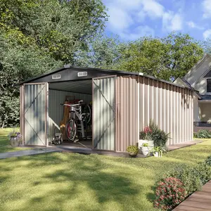 Aoxun 10 x 12 FT Metal Storage Shed for Outdoor Use - Steel Yard Shed with Lockable Doors, Durable Galvanized Steel, Waterproof, Max Wind Resistance 6, Snow Tolerance 6 Inches, Ideal for Garden, Backyard, Patio