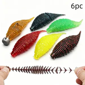 6-Piece Ripple Expandable Float Elastic Bait, Excellent Performance Fish Shaped Topwater Soft Artificial Fishing Lure, Durable and Efficient Catch Tool for Fishing Enthusiasts