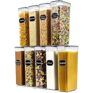 Airtight Food Storage Containers Set of 9 BPA Free Cereal & Dry Food Storage Containers 2.8L / 11.83 cups for Sugar, Flour, Snack, Baking Supplies, with 20 Chalkboard Labels & 1 Marker