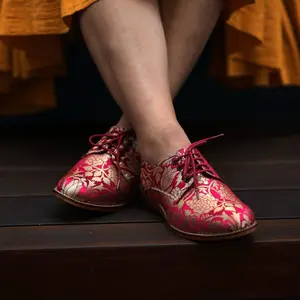 Pink Brocade Brogue- Women Footwear Shoe Girl Comfort Classic