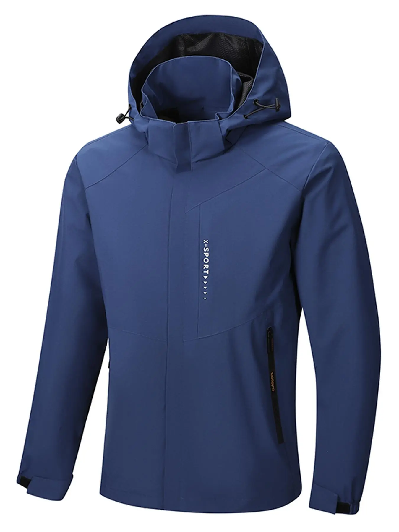 Men's Solid Color Detachable Hood Jacket, Casual Windproof Waterproof Long Sleeve Zip Up Jacket for Outdoor Activities, Fashion Men's Clothes for Spring & Fall, Menswear