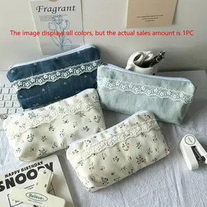 Lace Pencil Case, New Small Floral Stationery Organizer Bag, All-Season Cute Large Capacity Student Supplies Bag, Trendy Storage Solution