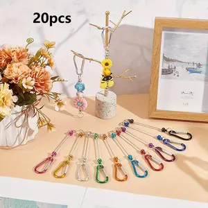 DIY Keychain Making Kit, 20-Piece Beaded Keychains Set, Silver Color Metal Chain Pendants, Craft Supplies for Customized Keychains, Keychain for Bags