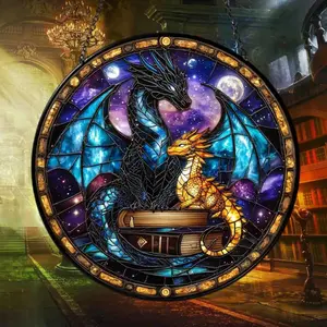 Fourth Wing Dragon Suncatcher Ornament, Fantasy Stained Glass Book Lover Decor, Christmas Gift for Readers, Holiday Dragon Window Hanging