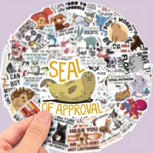 50 Durable PVC Animal Quote Stickers - Cute Dog Design with "I Hear You, I Just Don't Care" Text, Perfect for Laptops, Water Bottles, etc., Waterproof and Easy to Apply, Waterproof Stickers |   Fun Animal Stickers |   Durable sticker material, laptop anim