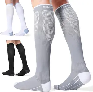 CS Unisex 20-30mmHg Compression Socks 3 Pairs Relieve Leg Fatigue & Swelling Varicose Veins Fashion Jersey Matching Outfit For Stadium Fans & Long Standing Sports