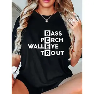 100% Cotton BEER Bass Perch Walleye Trout Funny Fishing gift tee T-Shirt