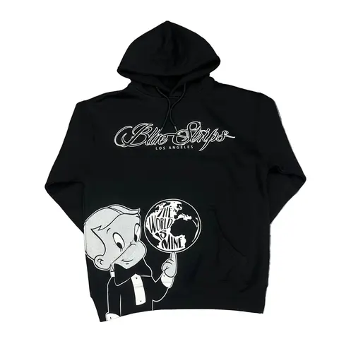 Men's RR Escobar Bold BS Graphic Print Cotton Hoodie - Black, Long Sleeve, Loose, Men's Printed Sweatshirt, Casual Menswear Top