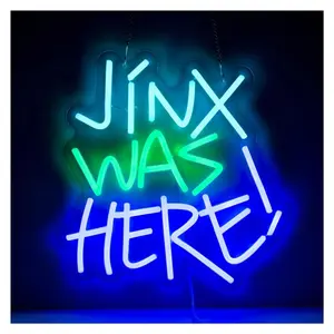 Jinx Was Here Neon Sign, Wall Decor Dimmable Light For Bedroom, Kids Room Man Cave Playroom Party 32.7cm×32cm