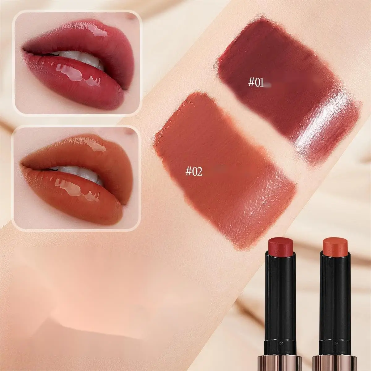 Solid Lip Gloss Non Sticky Lipstick with Coconut Oil,Buy 1 Get 1 Free