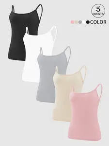 5pcs Women Versatile Camisole Tank Fashion Simple Design Breathable Lightweight Daily Essential Gift Idea