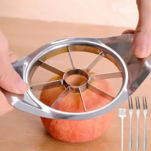 3.5 Inch Apple Slicer with 8 Blades - Professional Heavy Duty Apple Cutter - Stainless Steel Apple Corer Tool - Sharp Apple Slicer and Corer - Easy To Use - Dishwasher Safe