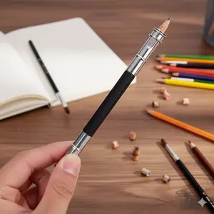 Professional Drawing & Sketching Pencil Extender Holder with Adjustable Dual Head, Anti-Slip Grip, Clip Design. Compatible Multiple Lead Sizes for Artists, Students, Portable Art Supplies & Sketch Kit.