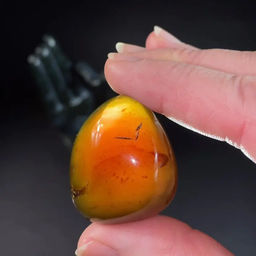 High Grade Honey Brown Sumatran Amber Tumbled Stone