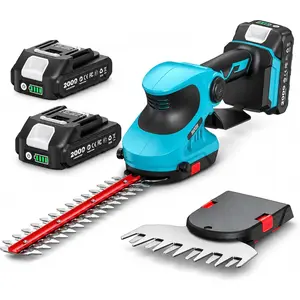 20V Cordless Hedge Trimmer: 2-in-1 Electric Shrub Trimmer - Grass Shears with 12" & 6" Dual-Action SK5 , 2 x 2.0Ah , Rotating Handle, 600W Power Bush Clipper for Lawn and Garden