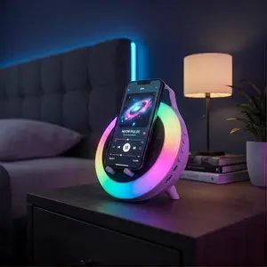 Induction Portable RGB Bluetooth Karaoke Speaker with Phone Stand, Wireless Dynamic LED Light Speaker, HiFi Stereo Sound with Rich Bass, Type-C Charging for Home & Party