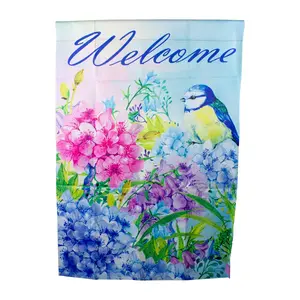 Northlight Blue and Purple Welcome Bird House Flag 28" x 40"