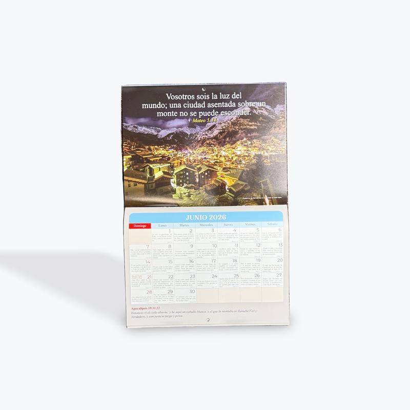 Calendario Bíblico 2026 en Español con Versículos Diarios y Fotografías Inspiradoras para Regalo Ideal